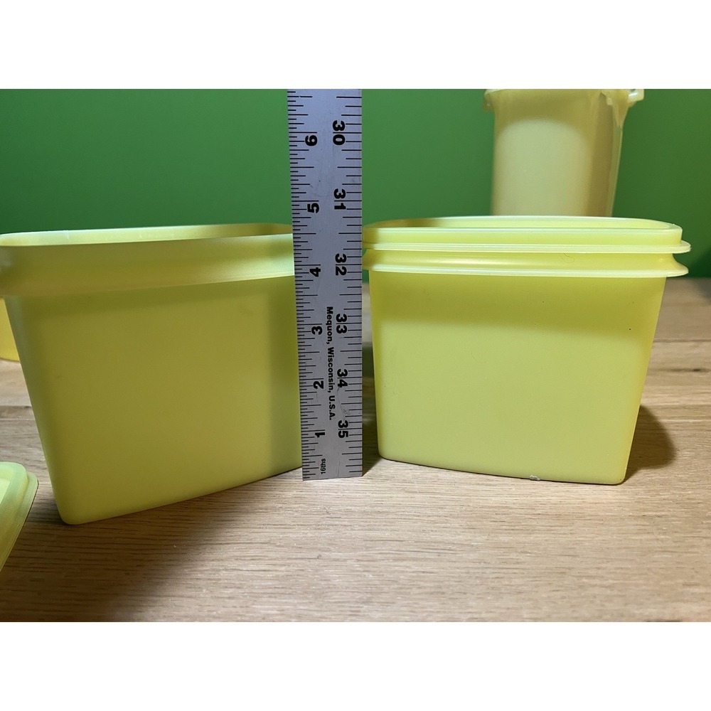 Tupperware Pour Pitcher, Shelf Saver 1243 & Servalier 4 Pieces w/lids Yellow Vtg - Picture 8 of 10